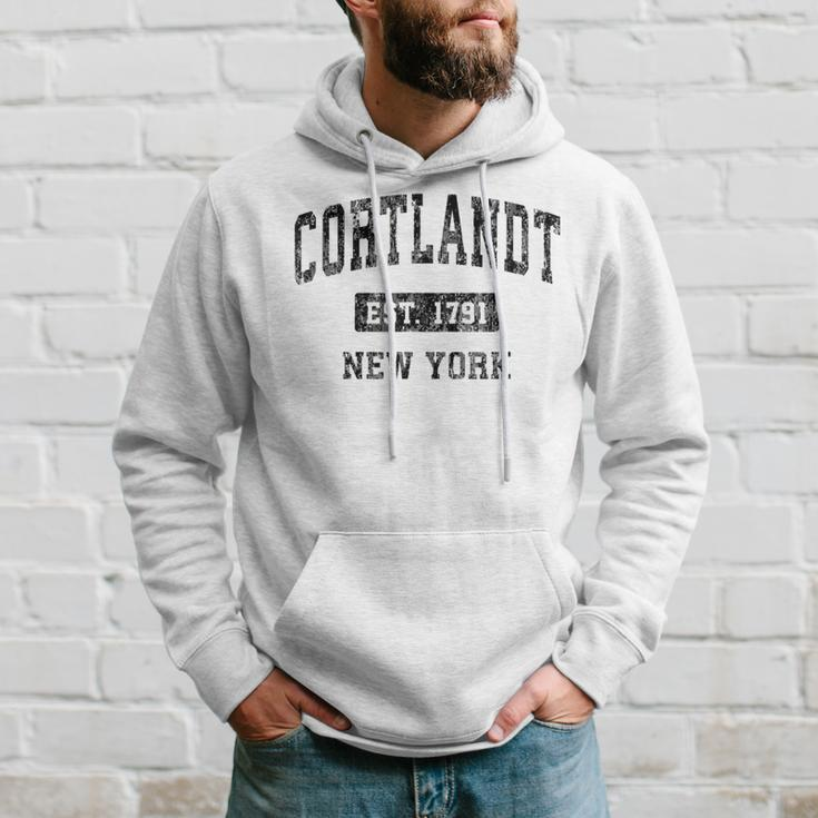 Cortlandt New York Ny Vintage Sports Black Hoodie Gifts for Him