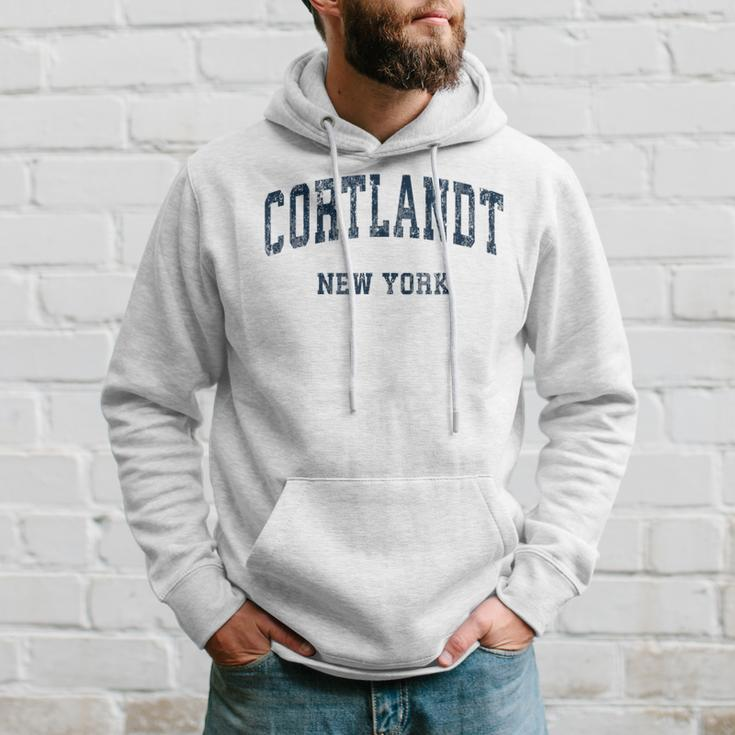 Cortlandt New York Ny Vintage Varsity Sports Navy Hoodie Gifts for Him