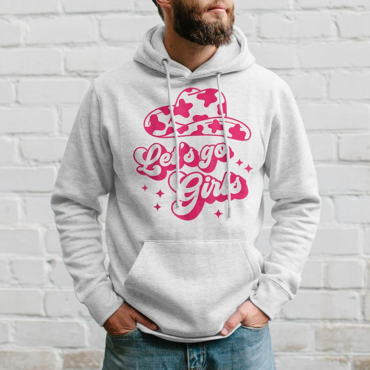 Cowboy Hat Boots Lets Go Girls Cowgirls Pink Groovy Hoodie Gifts for Him