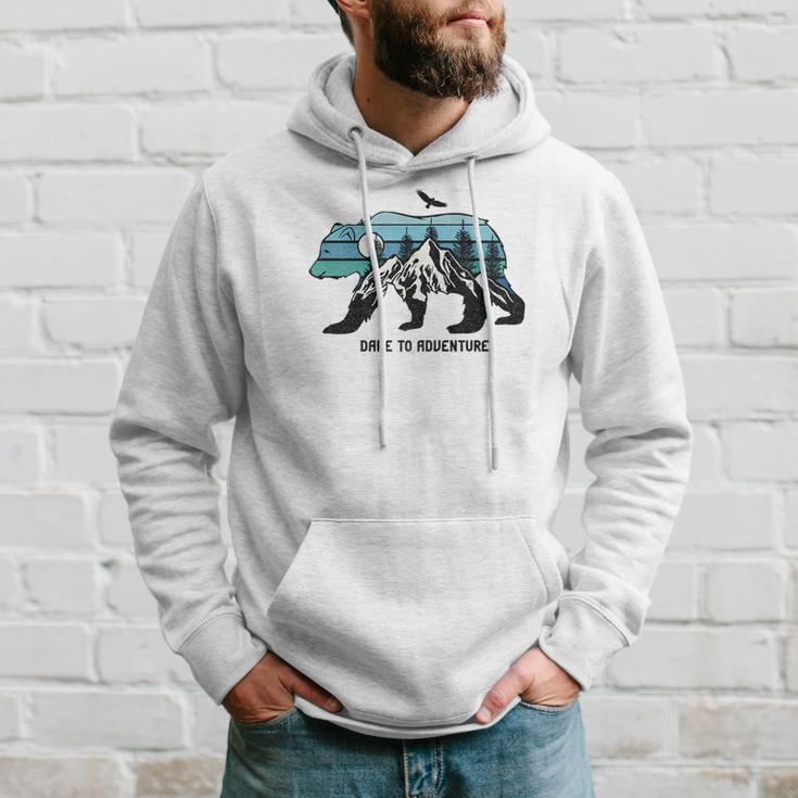 Dare To Adventure Walking Bear With A Mountain Hoodie Gifts for Him