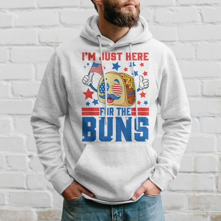 Funny Im Just Here For The Buns Patriotic Tacos 4Th Of July Patriotic Funny Gifts Hoodie Gifts for Him