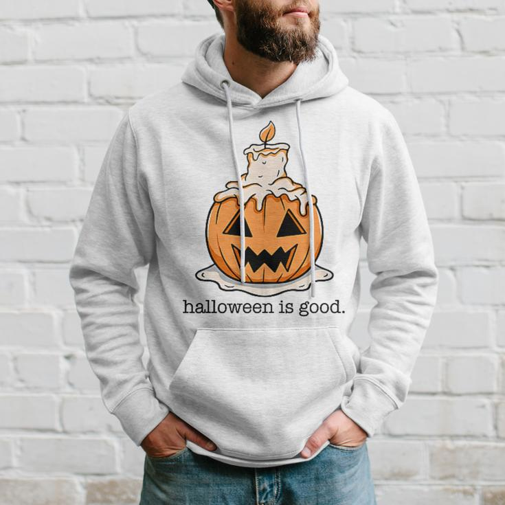 Halloween Is Good And Life Spooky Pumpkin Candle Halloween Hoodie Gifts for Him