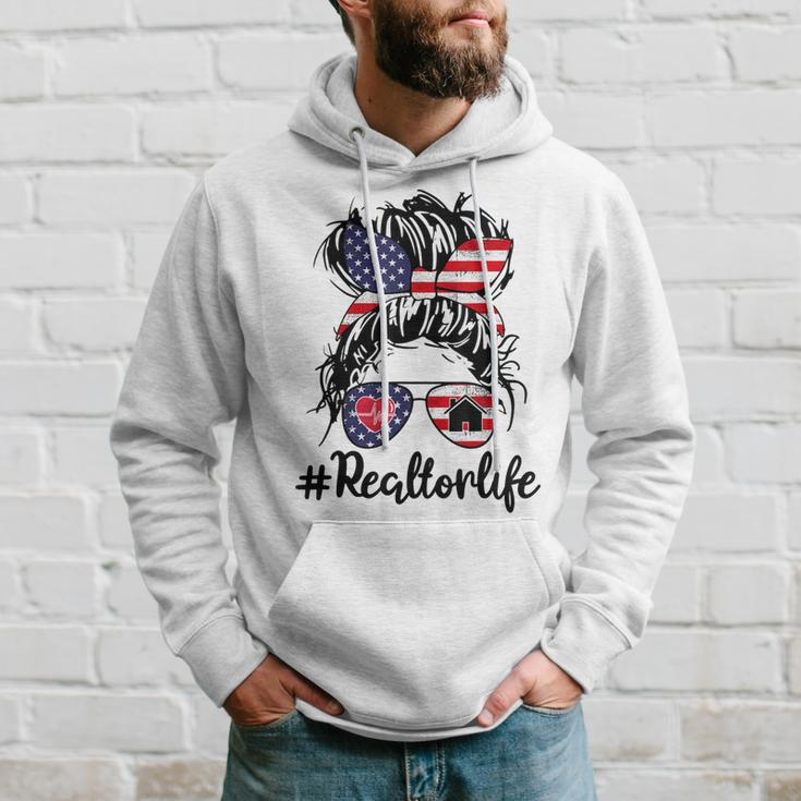 Happy July 4Th Day Real Estate Messy Buns Usa Flag Hoodie Gifts for Him