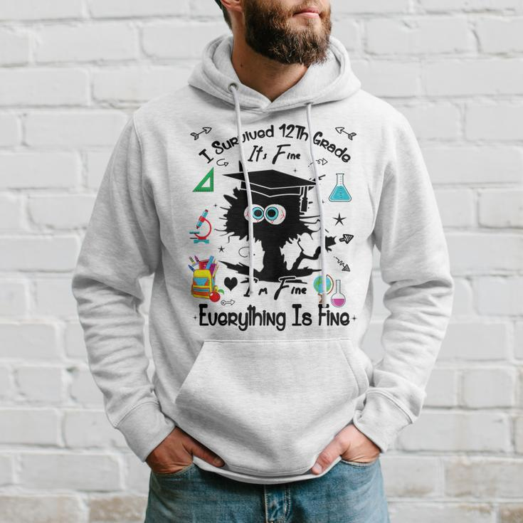 Happy Last Day Of School Funny Black Cat 12Th Grade Graduate Hoodie Gifts for Him