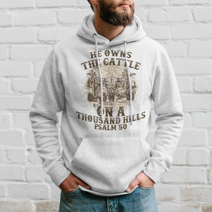 He Owns The Cattle On A Thousand Hills Psalm 50 Vintage Hoodie Gifts for Him