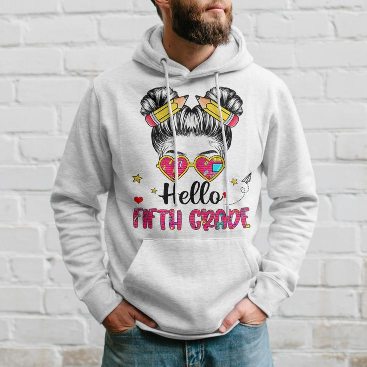 Hello Fifth Grade Messy Bun Back To School First Day Girl Hoodie Gifts for Him