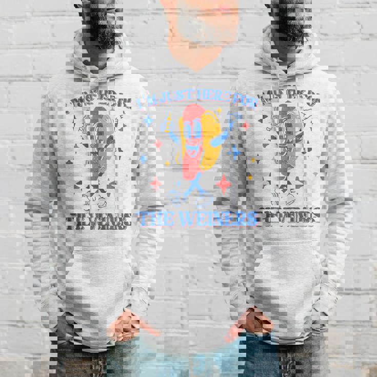 Hot Dog Im Just Here For The Wieners Funny 4Th Of July Hoodie Gifts for Him