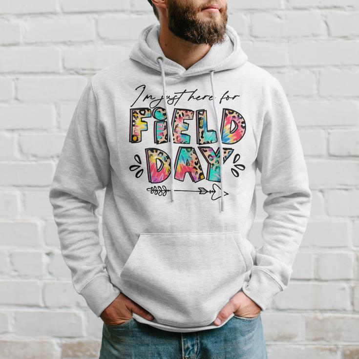 Im Just Here For Field Day Leopard Tie Dye Last Day School Hoodie Gifts for Him