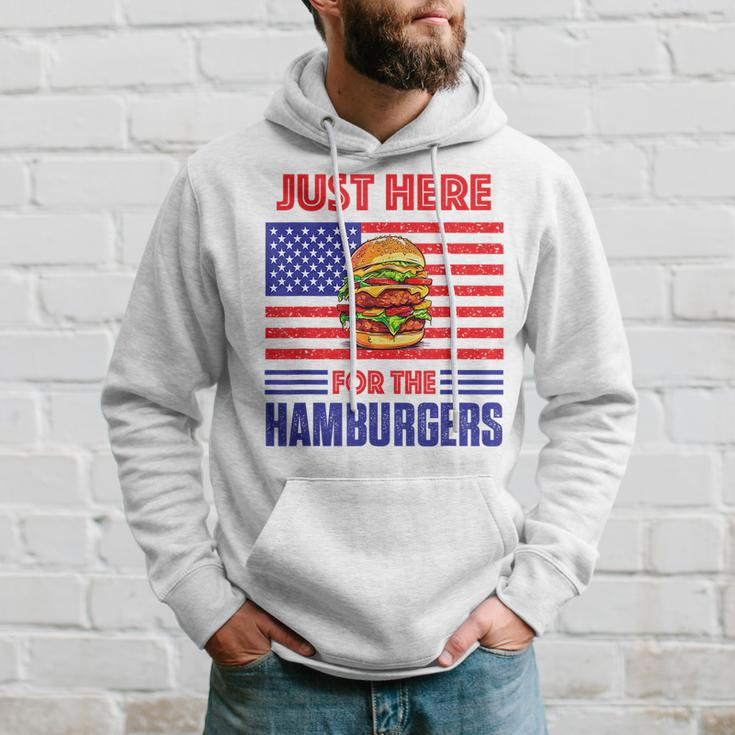 Just Here For The Hamburgers Funny 4Th Of July Hamburger Hoodie Gifts for Him