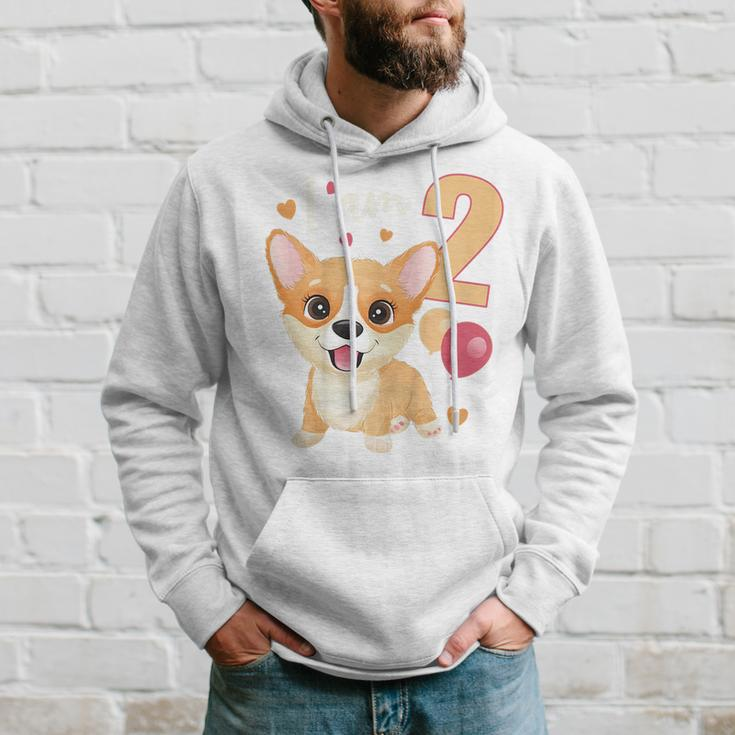 Kids 2 Years Old 2 Birthday Outfit Boy Girl Corgi Dog Hoodie Gifts for Him
