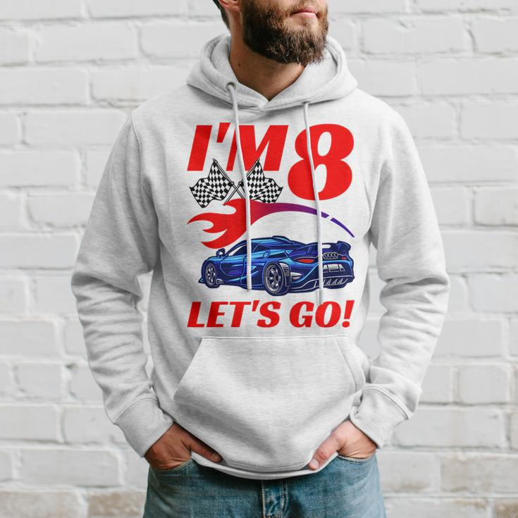Kids 8 Year Old 8Th Racing Racecar Birthday Party Boys Girls Hoodie Gifts for Him