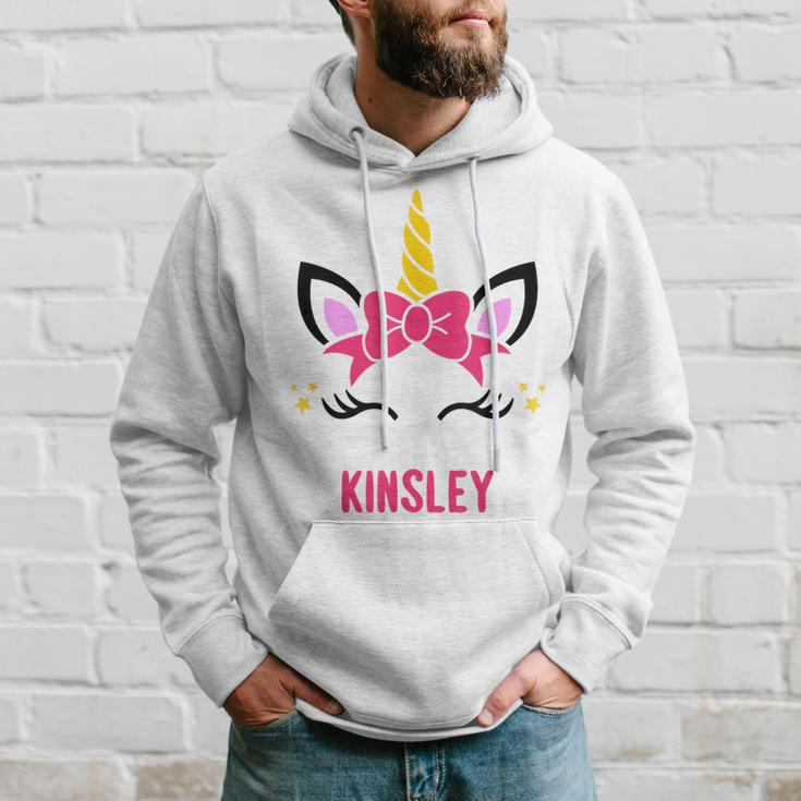 Kinsley Personalized Pink Bow Unicorn Face Hoodie Gifts for Him
