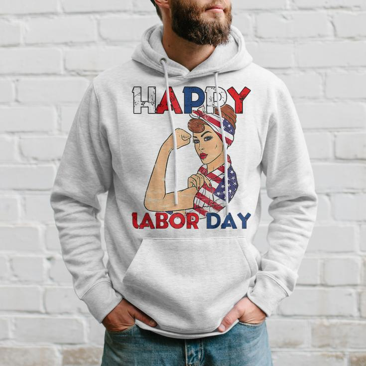 Labor Day Rosie The Riveter American Flag Woman Usa Hoodie Gifts for Him