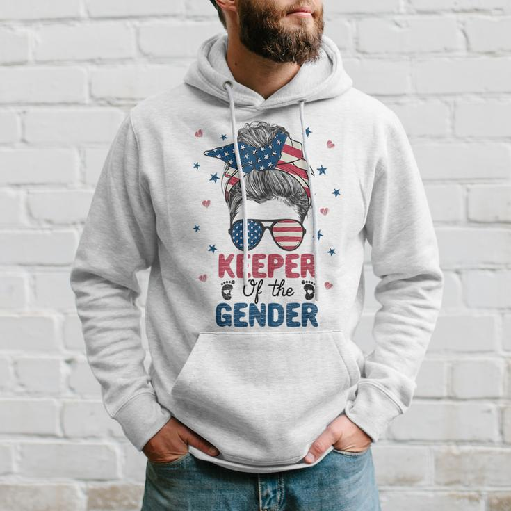 Messy Bun Keeper Of The Gender 4Th Of July Gender Keeper Hoodie Gifts for Him