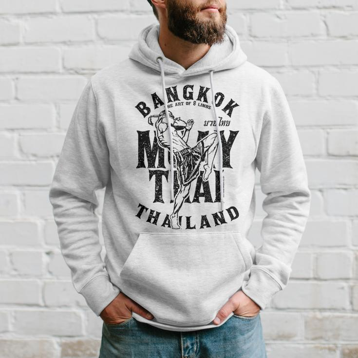 Muay Thai Kickboxing Bangkok Thailand Distressed Graphic Kickboxing Funny Gifts Hoodie Gifts for Him