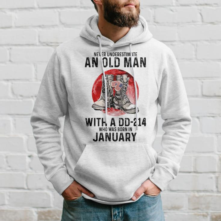 Never Underestimate An Old January Man With A Dd214 Hoodie Gifts for Him