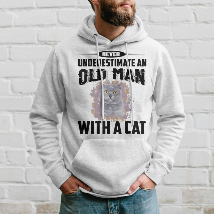 Never Underestimate An Old Man With British Shorthair Cat Old Man Funny Gifts Hoodie Gifts for Him
