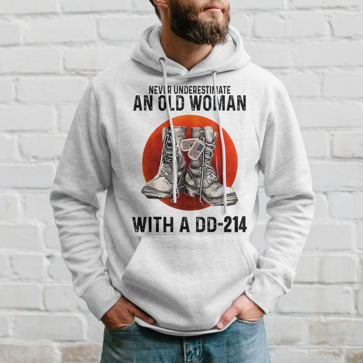 Never Underestimate An Old Woman With A Dd214 Funny Veteran Hoodie Gifts for Him