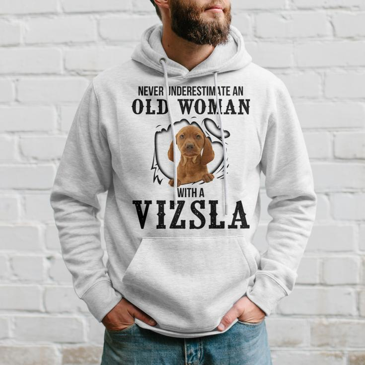 Never Underestimate An Old Woman With A Vizsla Old Woman Funny Gifts Hoodie Gifts for Him