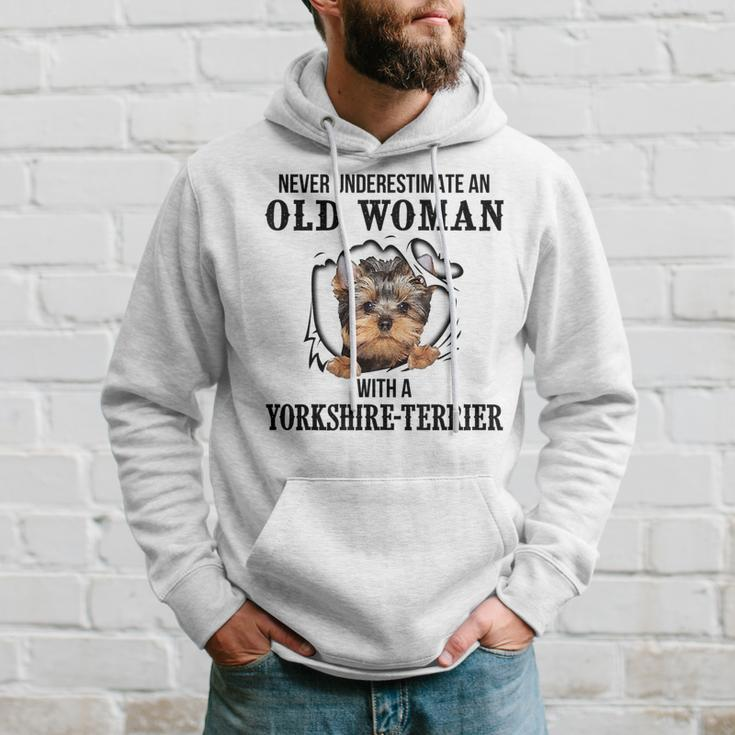 Never Underestimate An Old Woman With A Yorkshireterrier Old Woman Funny Gifts Hoodie Gifts for Him