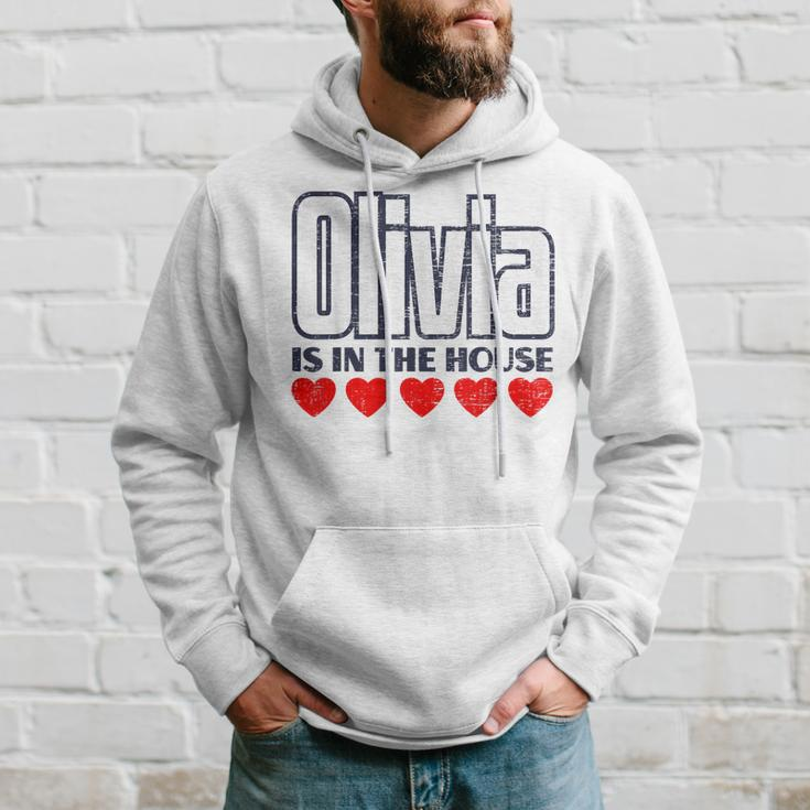 Olivia Is In The House Retro Hearts First Name Love Olivia Hoodie Gifts for Him