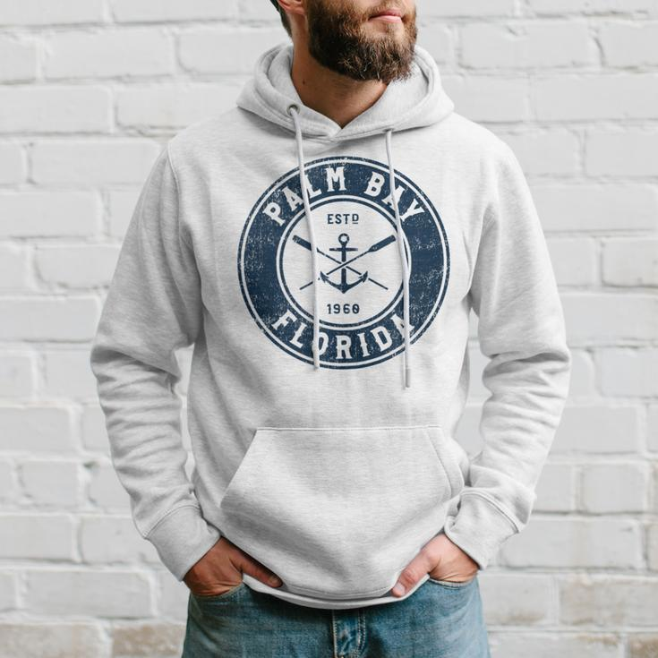 Palm Bay Florida Fl Vintage Boat Anchor & Oars Hoodie Gifts for Him