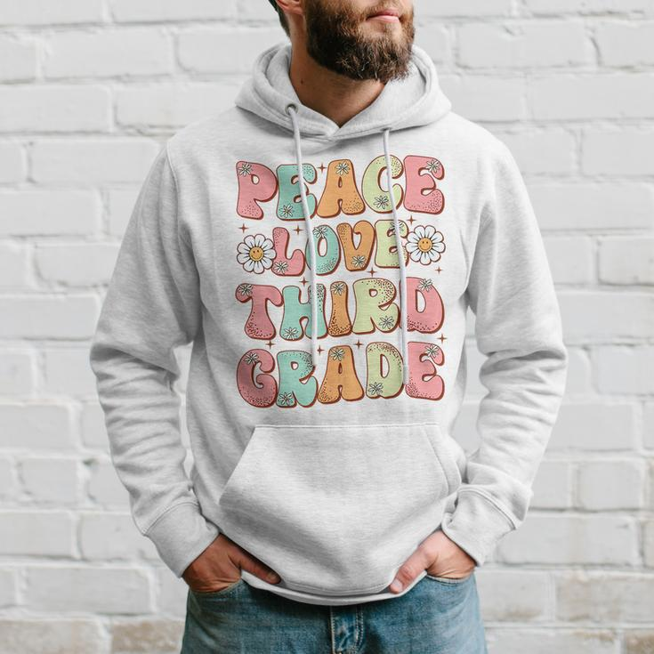 Peace Love 3Rd Grade Cute Groovy First Day Of Third Grade 3Rd Grade Funny Gifts Hoodie Gifts for Him
