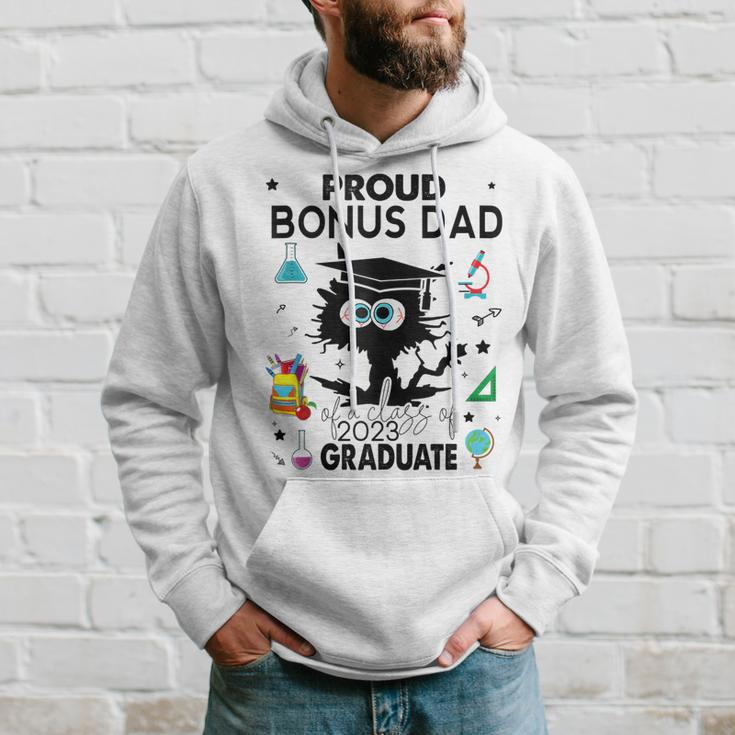 Proud Bonus Dad Of A Class Of 2023 Graduate Funny Black Cat Hoodie Gifts for Him