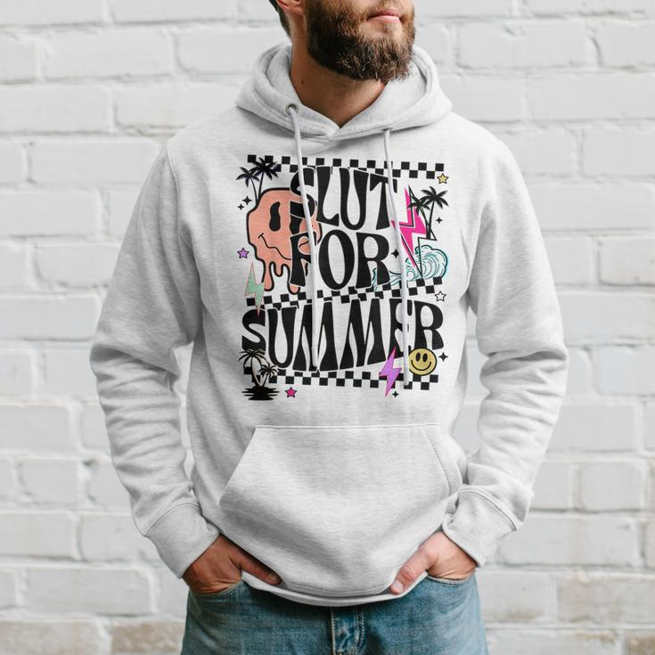 Retro Summer Slut For Summer Cute Vacation Checkered Hoodie Gifts for Him