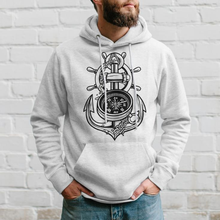 Sailing Boat Captain Sring Wheel Compass Anchor Hoodie Gifts for Him