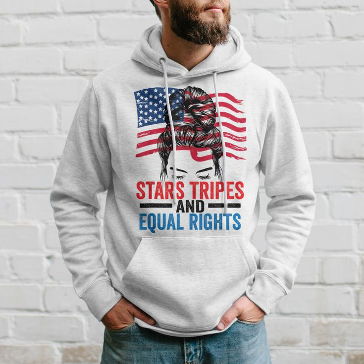 Stars Stripes And Equal Rights Messy Bun Equal Rights Funny Gifts Hoodie Gifts for Him