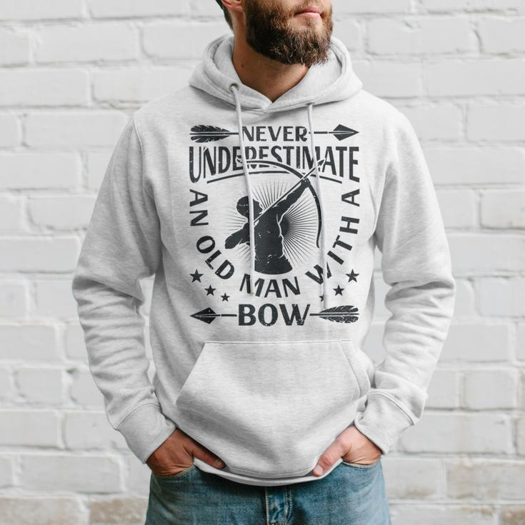 Never Underestimate An Old Man With A Bow Archery Archer Men Hoodie Gifts for Him