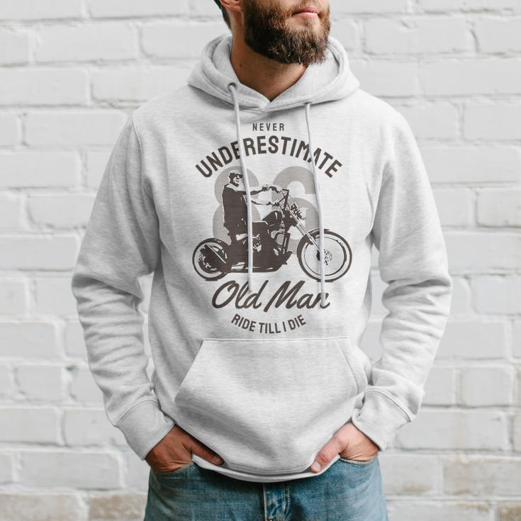 Never Underestimate Old Man Ride Motorcycle Rider Biker Hoodie Gifts for Him