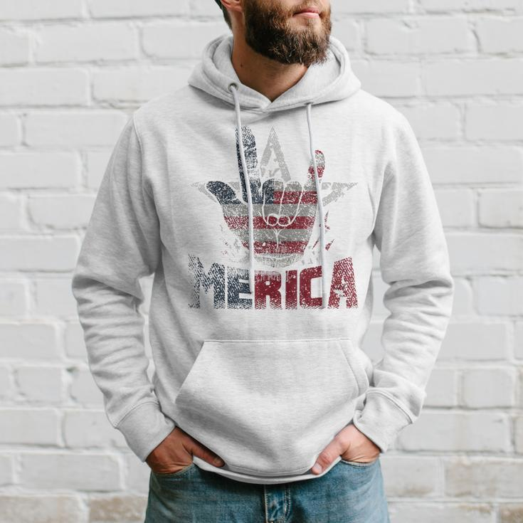 Vintage Merica Rock Sign 4Th Of July Usa Flag Patriotic Mens Hoodie Gifts for Him