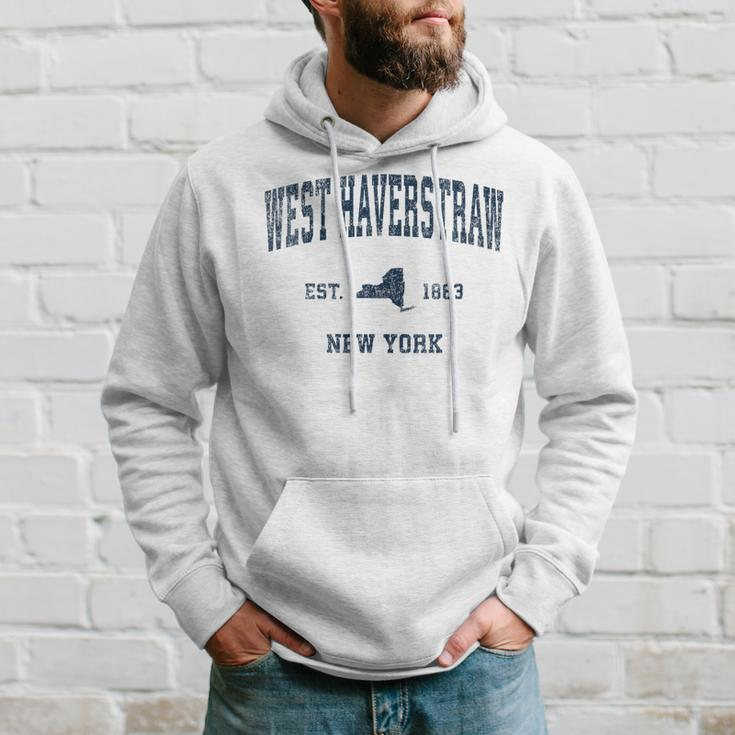 West Haverstraw New York Ny Vintage Sports Navy Print Hoodie Gifts for Him