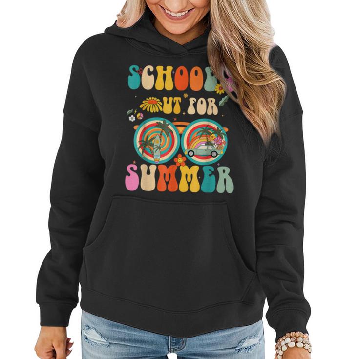 Last Day Of Schools Out For Summer Teacher Sunglasses Groovy Women Hoodie