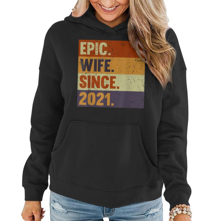 2Nd Wedding Anniversary For Her Epic Wife Since 2021 Women Hoodie