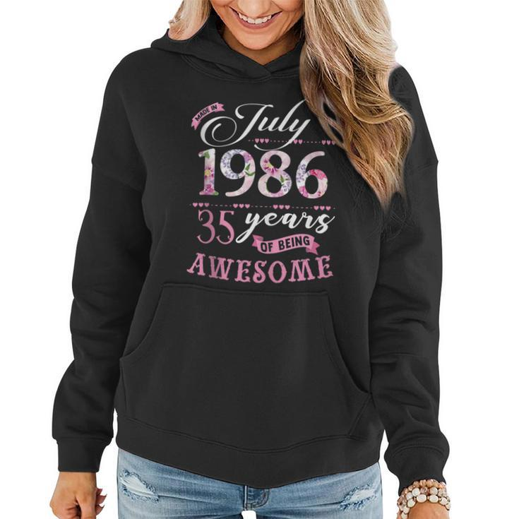 35Th Birthday Floral Gift For Womens Born In July 1986 Women Hoodie