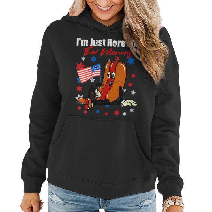 4Th Of July Hot Dog Im Just Here For The Wieners Gift For Womens Women Hoodie