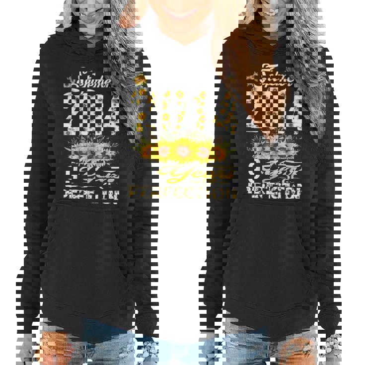 9 Year Old Born In September 2014 Floral 9Th Birthday Women Hoodie