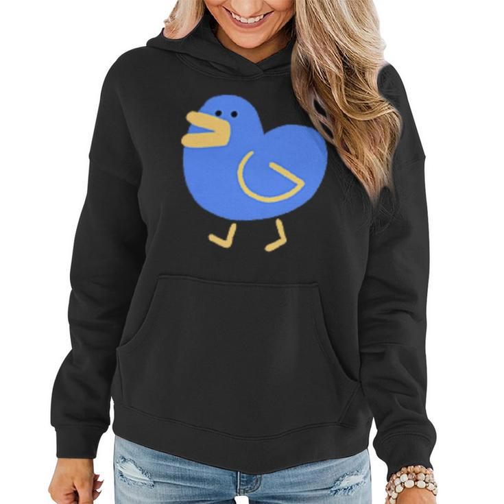 A Small Minimally Designed And Illustrated Blue Duck  Women Hoodie