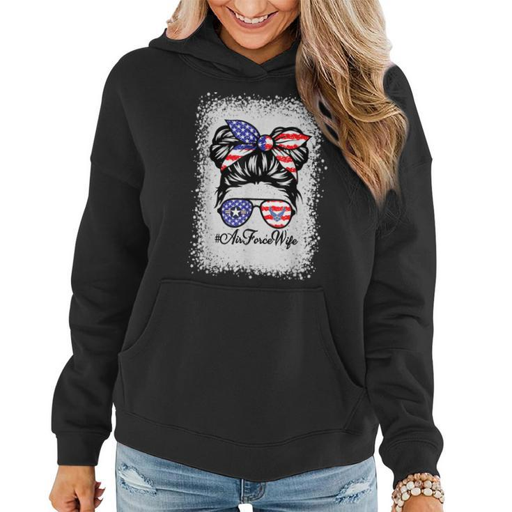 Air Force Wife Messy Bun Sunglasses Military Valentine Day Women Hoodie