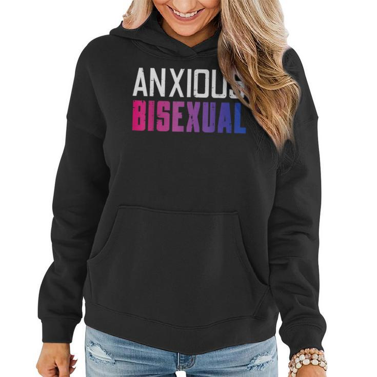 Anxious Bisexual Bi Pride Flag Bisexuality Lgbtq Women Men Women Hoodie