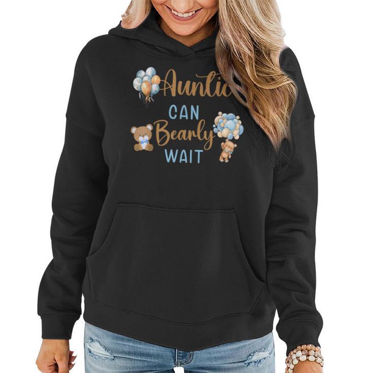 Auntie Can Bearly Wait Gender Neutral Baby Shower Matching Women Hoodie