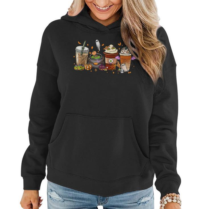Autumn Fall Coffee Latte Cups Horrors & Ghost Halloween Days For Coffee Lovers  Women Hoodie
