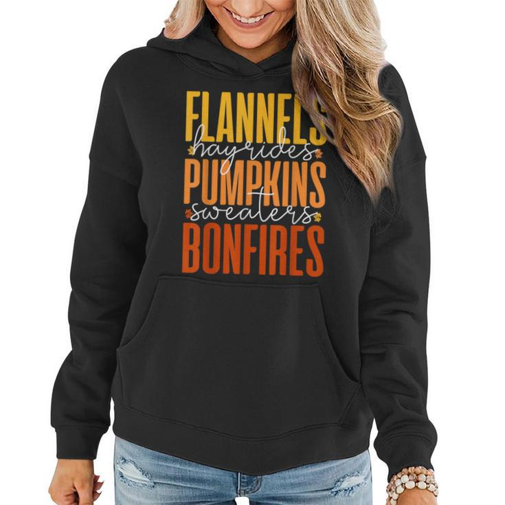 Autumn Fall Flannels Hayrides Pumpkins Sweaters Bonfires Women Hoodie