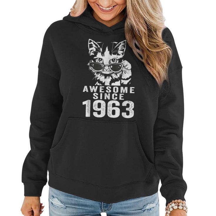 Awesome Since 1963 60Th Birthday 60 Year Old Cat Lovers Women Hoodie