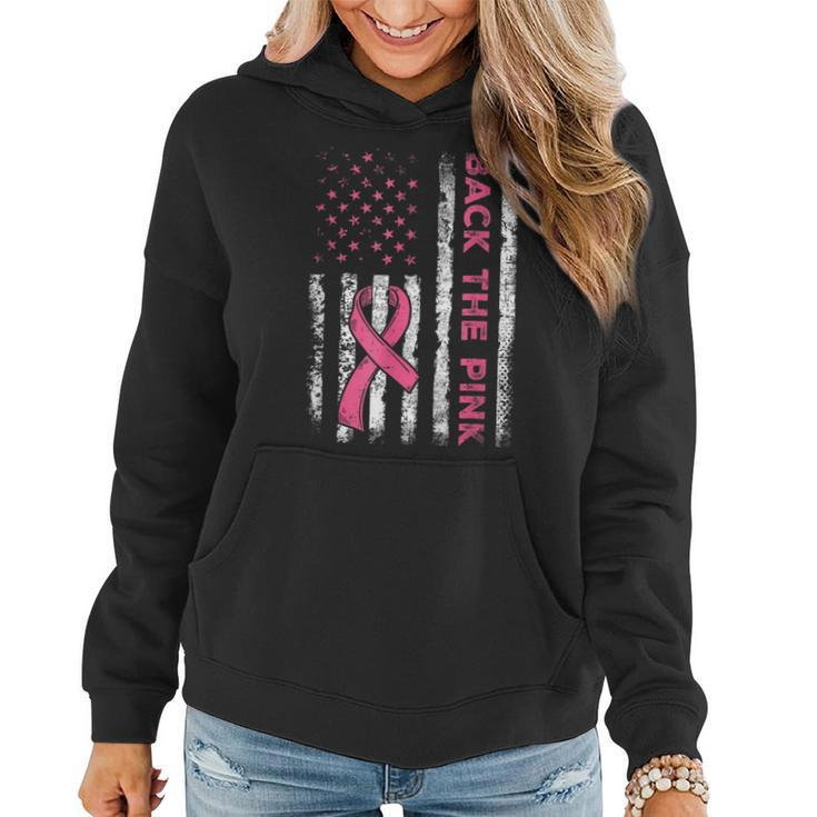 Back The Pink Ribbon Flag Breast Cancer Warrior Women Hoodie