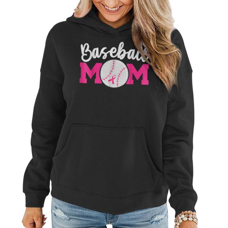 Baseball Mom Pink Ribbon Breast Cancer Awareness Fighters Women Hoodie