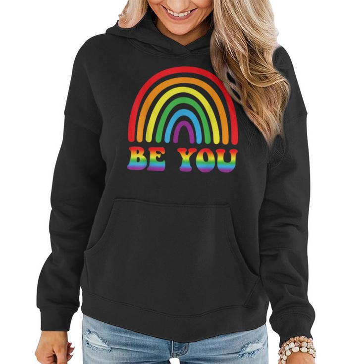 Be You Rainbow Lgbt Flag Gay Pride Month Lesbian  Women Hoodie